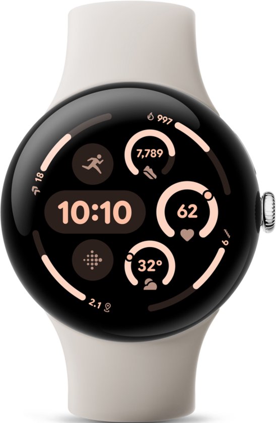 Google Pixel Watch 3 - Smartwatch - 45mm - Zilverkleurig/Wit