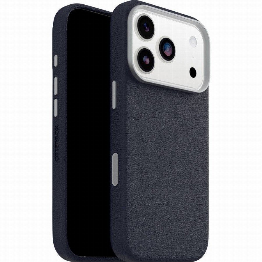 OtterBox Symmetry iPhone 17 Pro Back Cover met MagSafe Magneet Leer Blauw