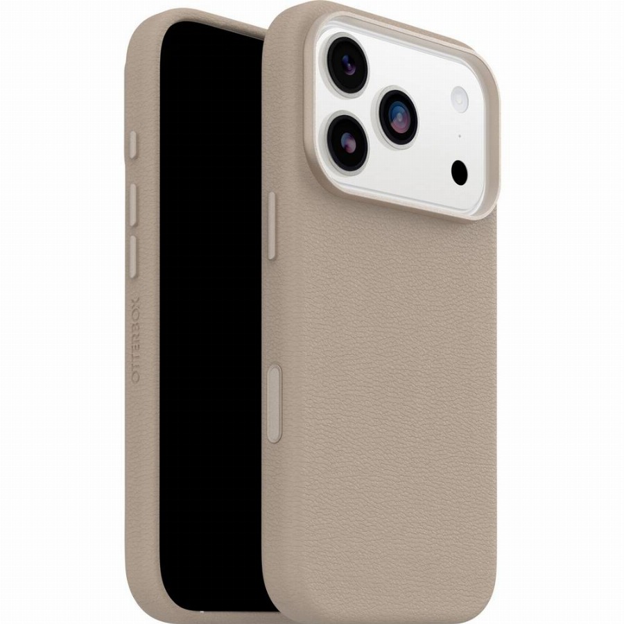 OtterBox Symmetry iPhone 17 Pro Back Cover met MagSafe Magneet Leer Grijs