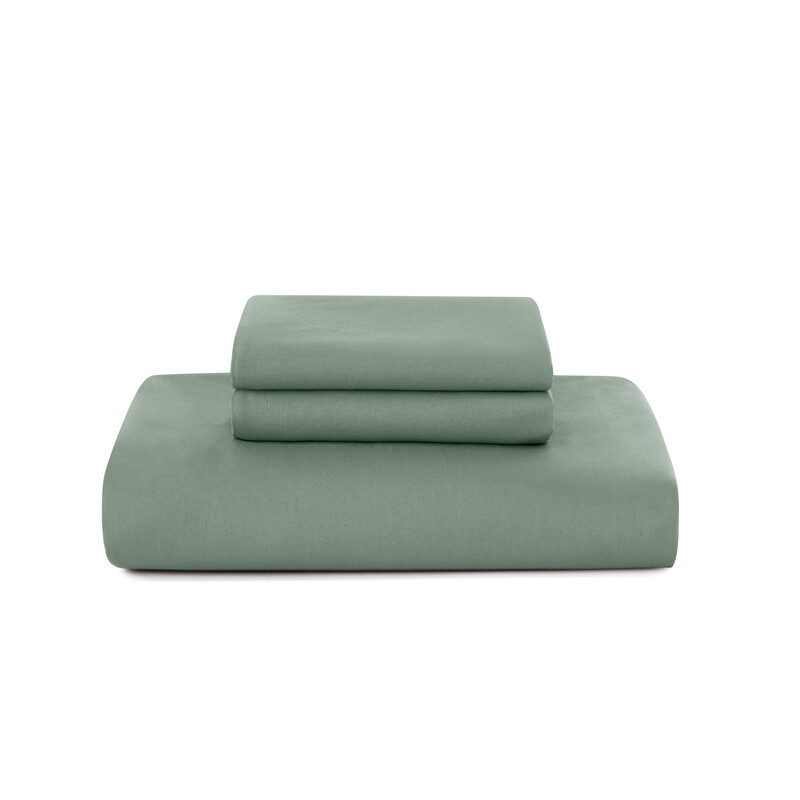 Beddengoed 135 x 200 cm, 90% katoen, 4-delig set, groene dekbedovertrek, 2 kussenslopen 80 x 80 cm, OEKO-TEX, met rits