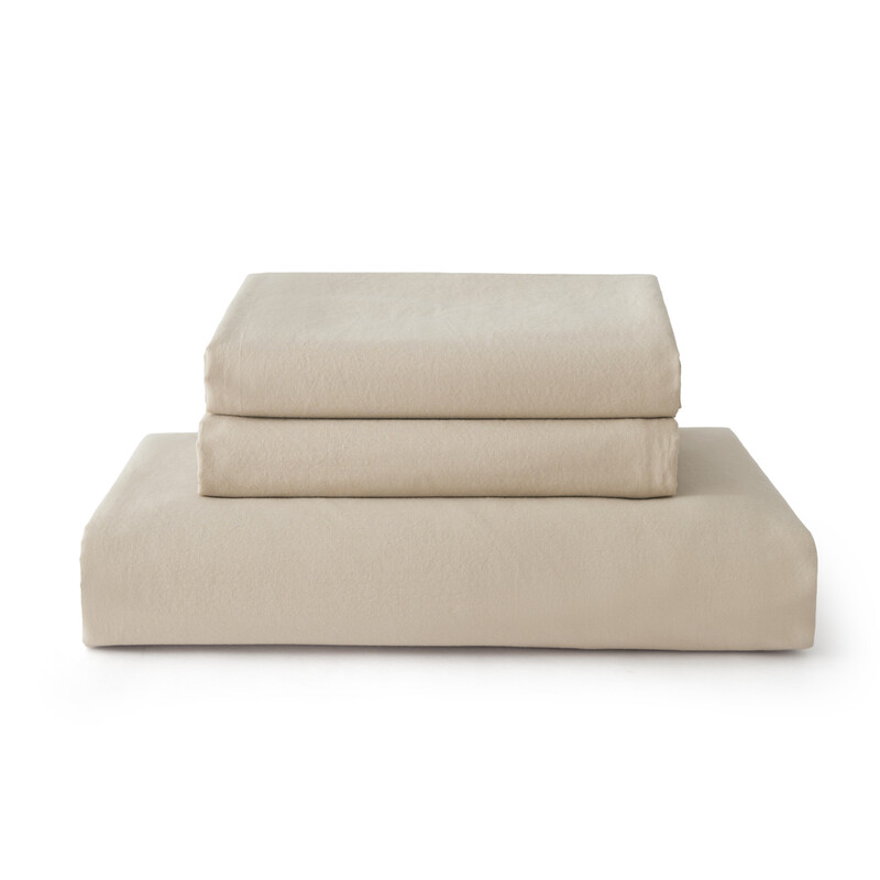 Beddengoed 135 x 200 cm hazelnoot-taupe, 90% katoen, 4-delige beddengoedset - 2-delige dekbedovertrekset met 2 kussenslopen van 80 x 80 cm, textuur vergelijkbaar met gewassen linne…