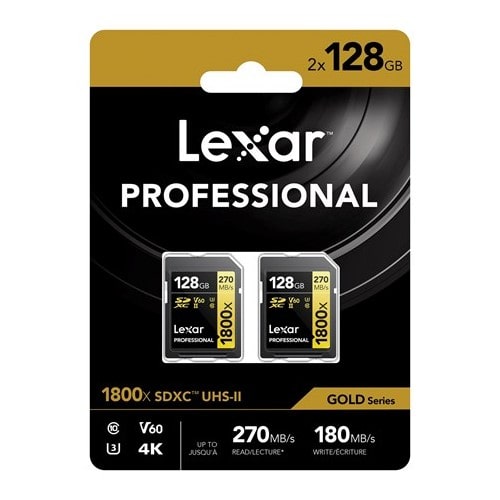 Lexar Professional SDXC 1800x GOLD 128GB 210MB/s - Duo-Pack