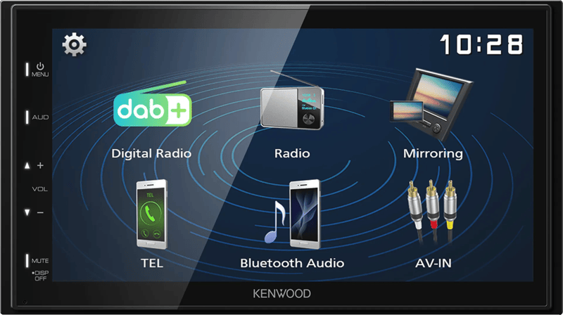 Kenwood DMX129DAB Autoradio met scherm dubbel DIN Bluetooth handsfree, DAB+ tuner, Aansluiting voor achteruitrijcamera, Aansluiting voor stuurbediening