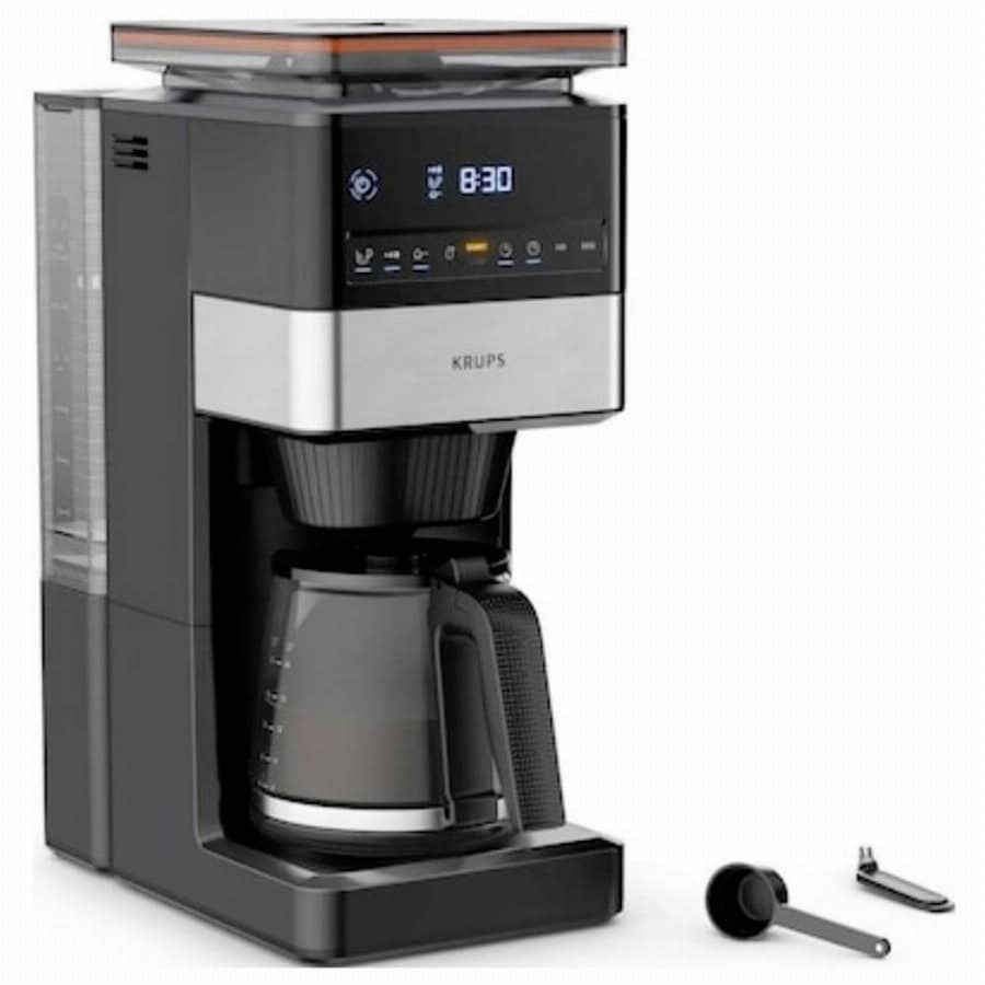 Krups KRUPS - KM 8428 Grind Aroma XL - Kaffee-Vollautomat Koffiezetapparaat Zwart, Zilver Capaciteit koppen: 18 Met koffiemolen, Display