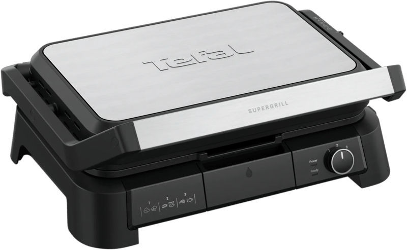 Tefal SuperGrill 3-in-1 GC520D Contactgrill XL – Barbecuestand – 3 Verstelbare Hoogtes – Uitneembare Anti-aanbakplaten – Groot Formaat – Regelbare temperatuur – Vet opvangbak – Ver…