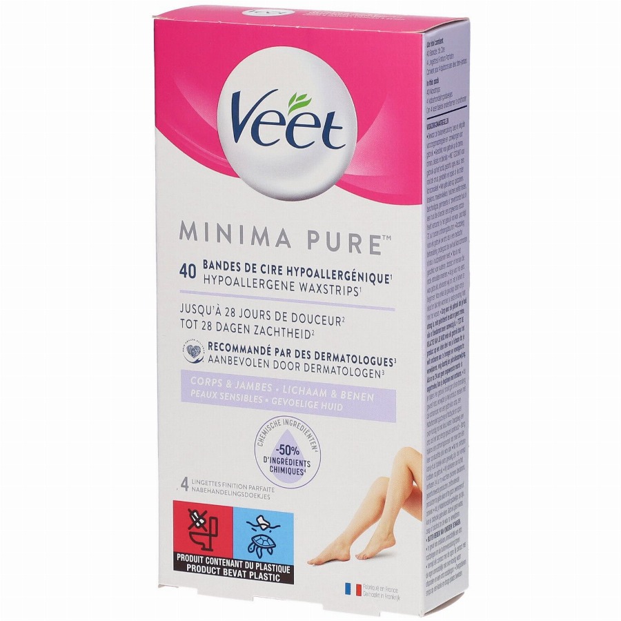 Veet Pure Wax Strips Lichaam en Benen Gevoelige Huid 40 Stroken