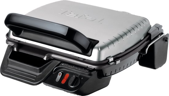 Tefal Ultra Compact Classic GC3050 Contactgrill - Barbecuestand - Regelbare temperatuur - Uitneembare Anti-aanbakplaten - Vet opvangbak - Verticaal opbergen - 2000 W - RVS