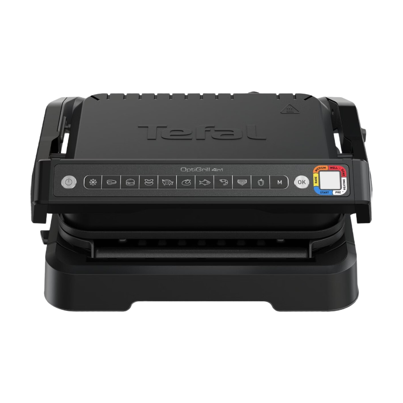 Tefal OptiGrill 4in1 GC7748 – Intelligente Contactgrill – Grill, Tafelbarbecue, Oven en Complete Maaltijd – 9 Automatische programma's – Gaarheidsindicator – 2100W – Zwart/RVS