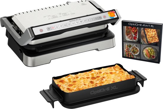Tefal OptiGrill 4in1 XL GC784D - Intelligente Contactgrill - Grill, Tafel barbecue, Oven en Complete Maaltijd - 12 Automatische Programma's - Groot Grilloppervlak - 2200W - RVS