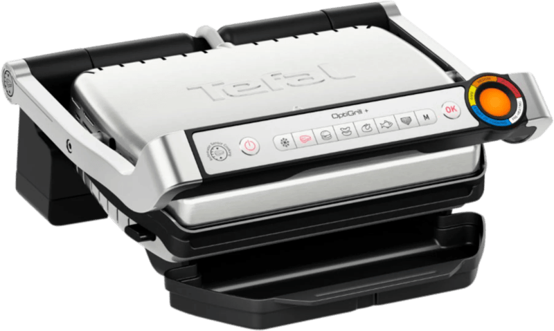 Tefal OptiGrill+ GC717D – Intelligente Contactgrill – 6 Automatische Programma’s – Gaarheidsindicator – Uitneembare & vaatwasbestendige platen – Makkelijk schoonmaken – 2000W – RVS