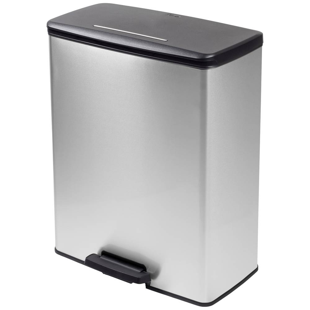 Curver Deco bin slim 254610 Afvalbak 65 l (l x b x h) 480 x 480 x 615 mm Zilver, Zwart Met voetpedaal 1 stuk(s)