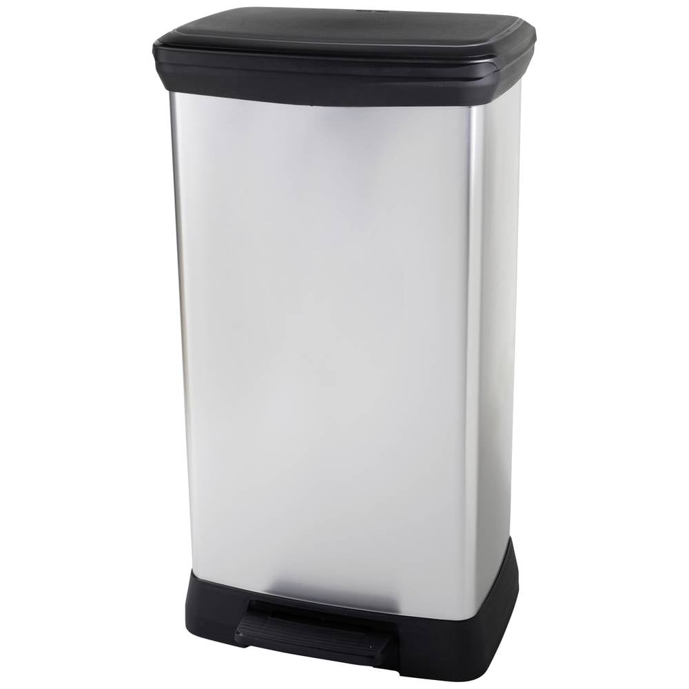 Curver Deco bin metalics 254620 Afvalbak 46 l RVS (b x h x d) 407 x 749 x 307 mm Zilver, Zwart Anti-vingerafdrukken, Met voetpedaal, Met scheidingssysteem 1