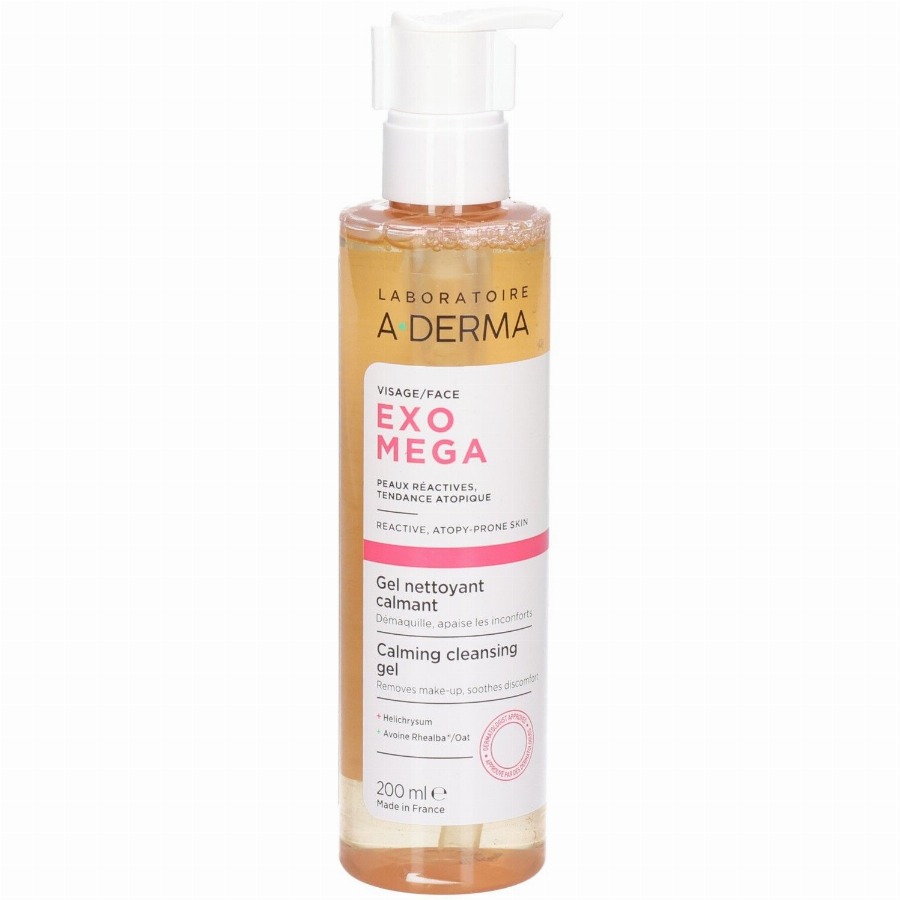 A-Derma Exomega Gezicht Kalmerende Reinigingsgel | Verwijdert Make-up Huid met neiging tot atopisch eczeem 200 Gel
