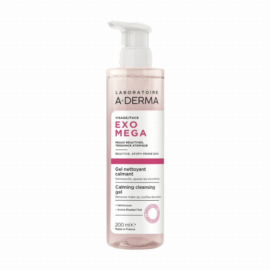 A-Derma Exomega Gezicht Kalmerende Reinigingsgel | Verwijdert Make-up Huid met neiging tot atopisch eczeem 200 Gel