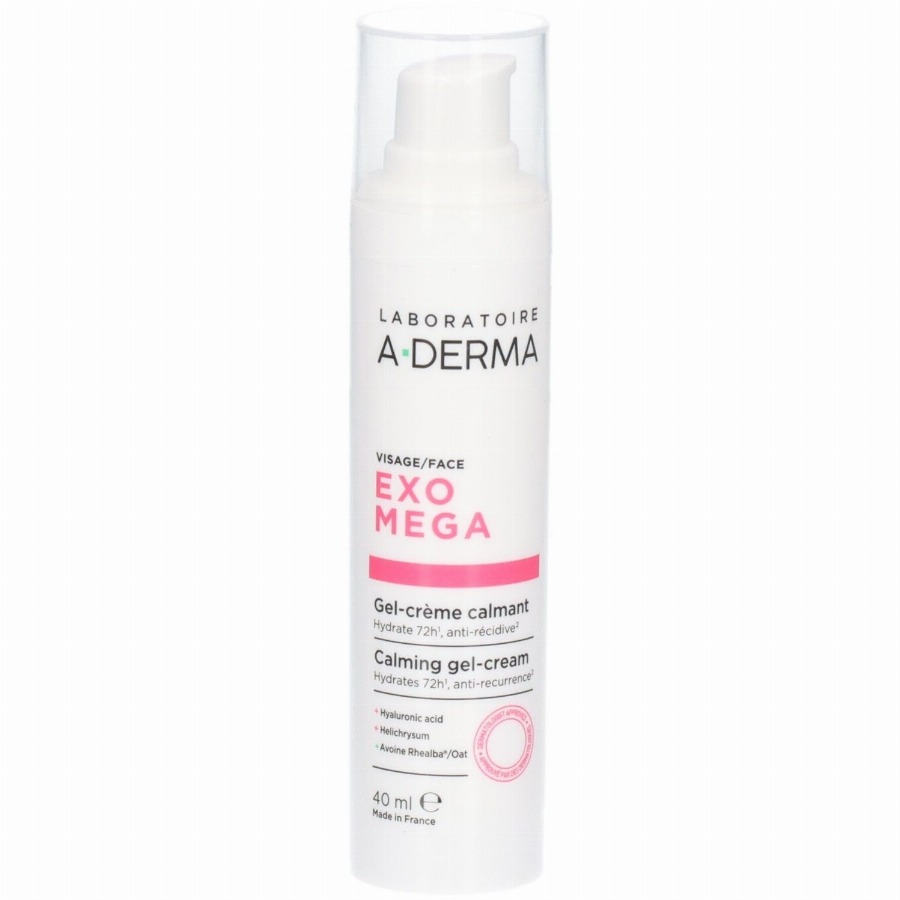 A-Derma Exomega Gezicht Kalmerende Gel-Crème | 72u Hydratatie Huid met neiging tot atopisch eczeem 40 Crème
