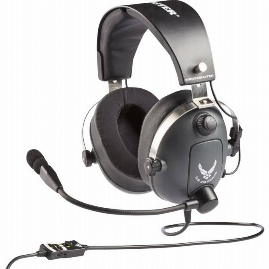 Thrustmaster ThrustMaster T.Flight - U.S. Air Force Edition Over Ear headset Kabel Stereo Grijs, Metallic Volumeregeling, Microfoon uitschakelbaar (mute) Gamen