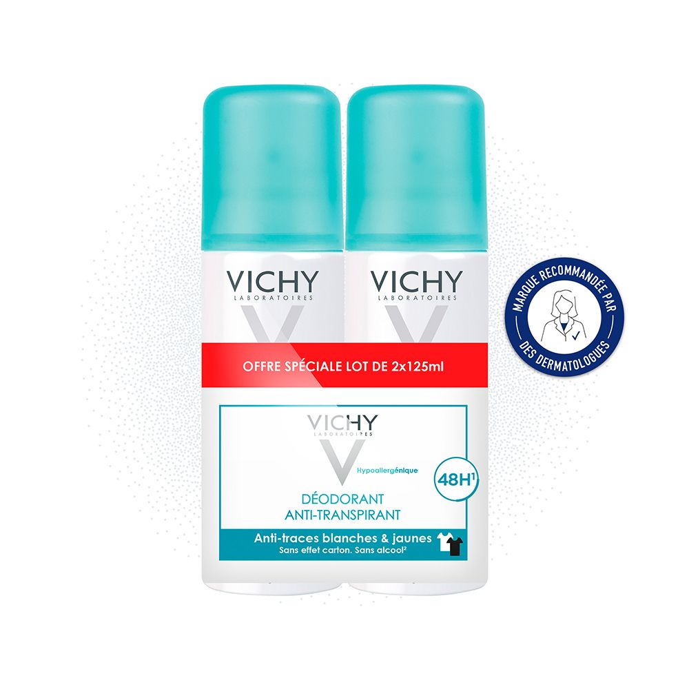 Vichy Déodorant Anti-transpirant Anti-traces 2×125 Deodorant