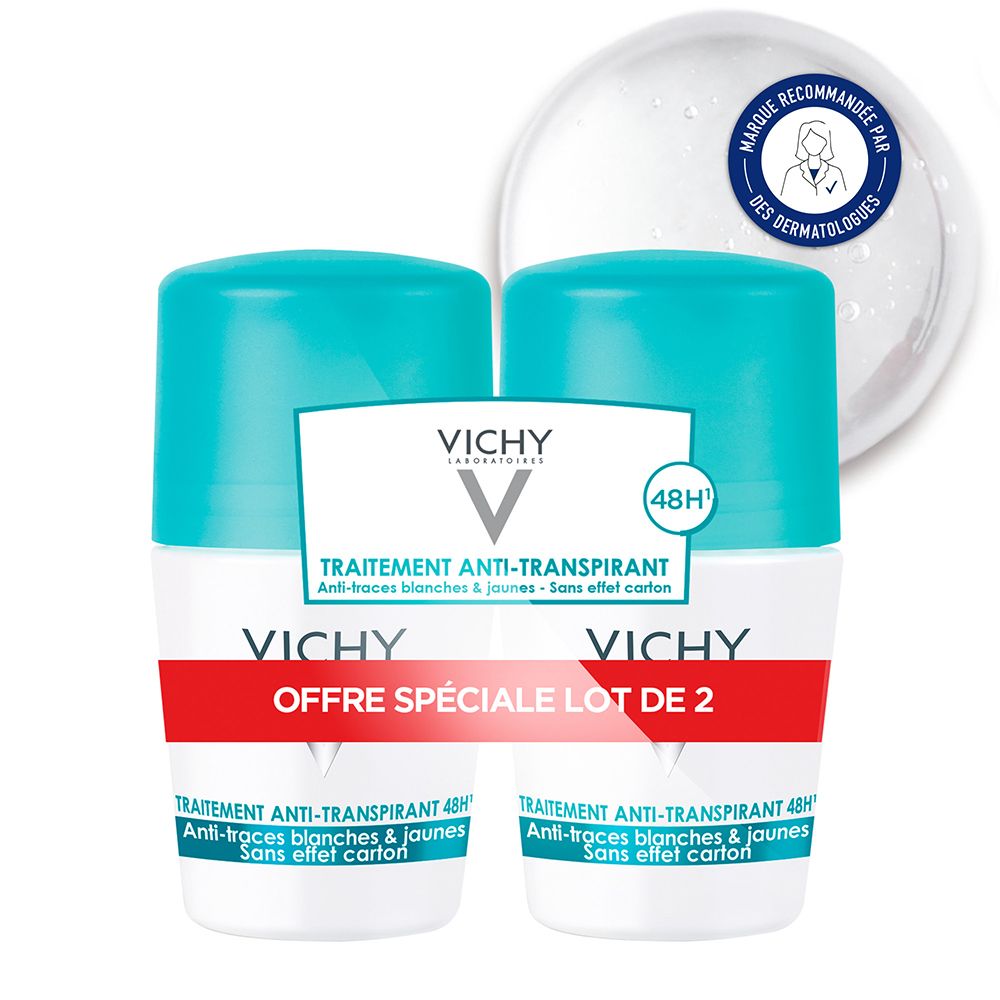 Vichy Antiperspirant Behandeling 48 H Roll'on Deodorant 2x50 Roller