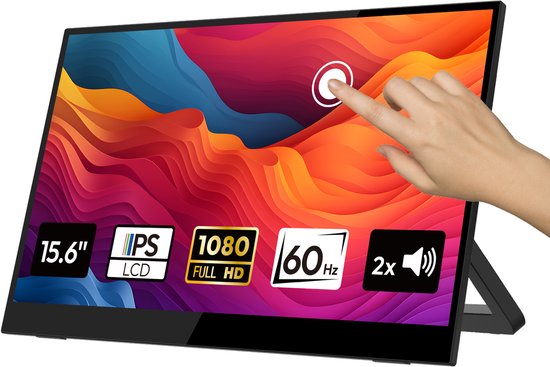 Logicom Nomad Touch - Portable Monitor - Full hd - Touch - 15,6" - ips scherm - usb-C & Mini Hdmi - Kickstand - zwart