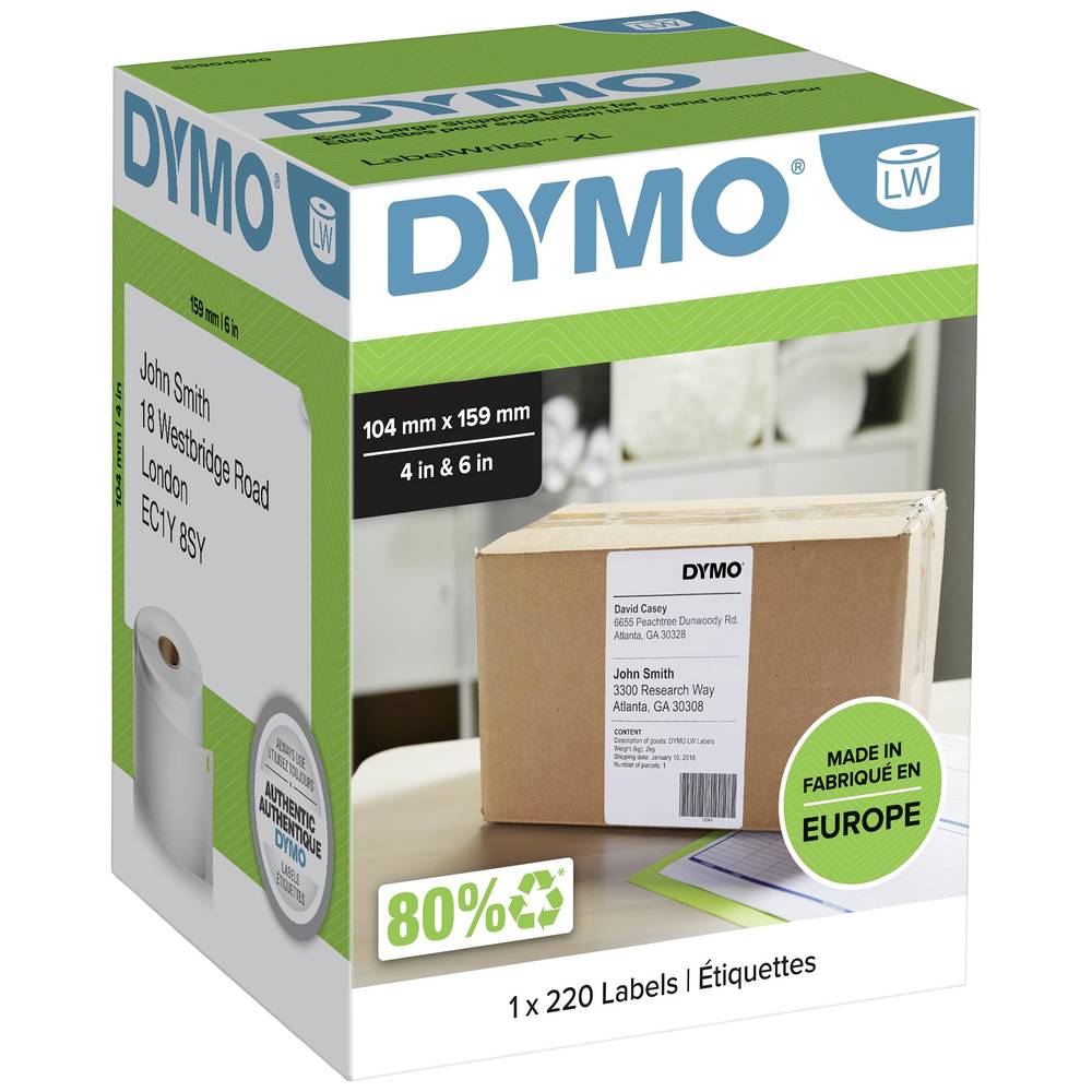 DYMO LabelWriter Extra Grote Etiketten 104 x 159 mm 220 stuks