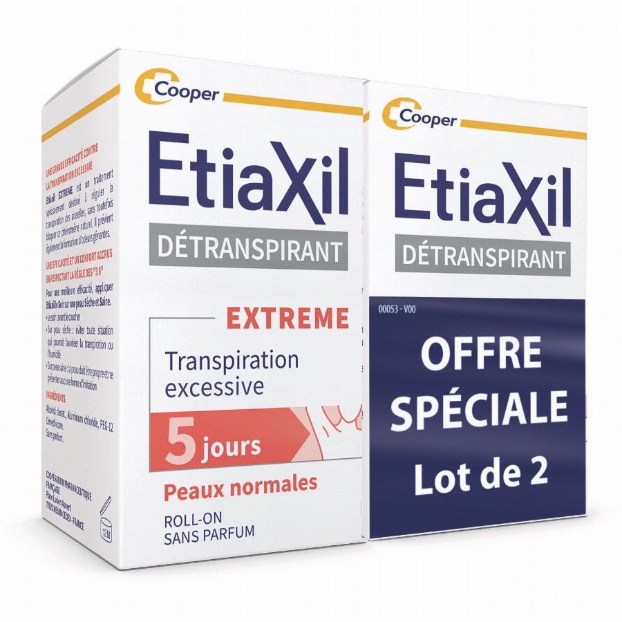 ETIAXIL – Deodorant Behandeling tegen overmatig zweten Oksels EXTREME Normale huid 15 ml Set van 2 30 Roller