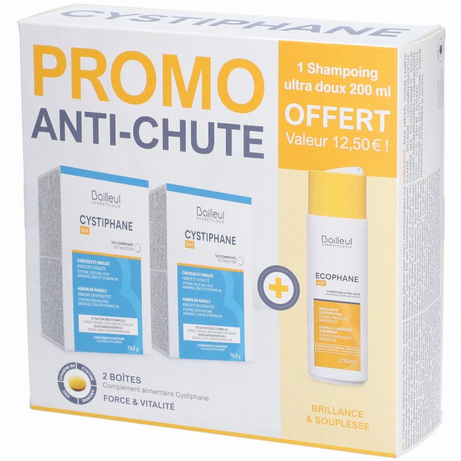 Cystiphane Anti-Haaruitval Glans & Soepelheid Pack 1 Combinatieverpakking