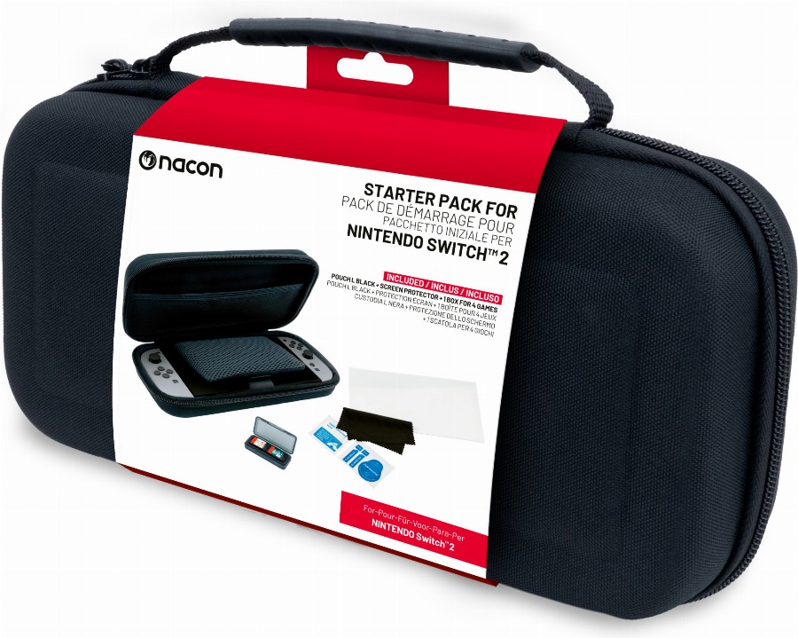 Nacon Switch 2 Starter Pack - Pouch (Black) + Screen Protector + Game Cases