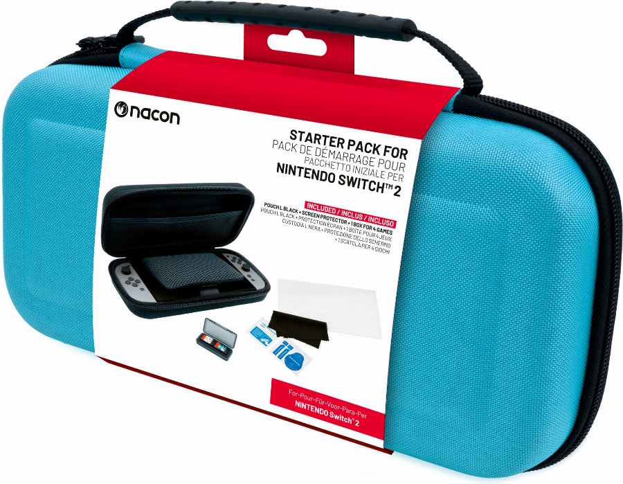 Nacon Switch 2 Starter Pack - Pouch (Blue) + Screen Protector + Game Cases