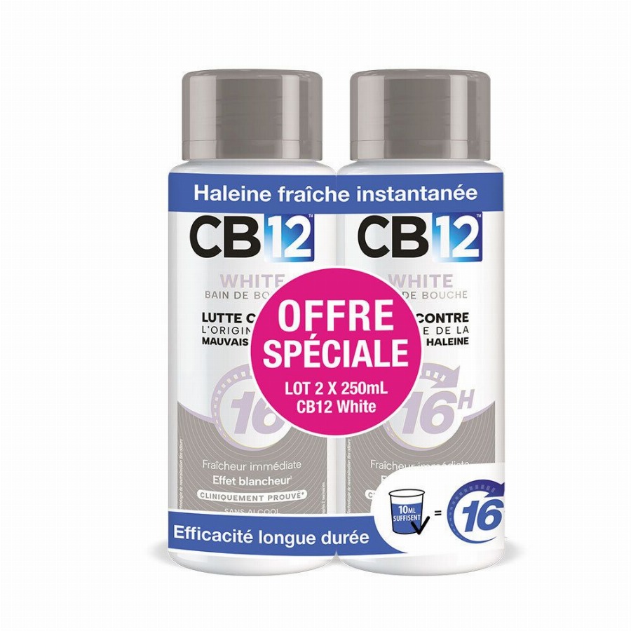CB12 Mondwater White Wittere Tanden 12u Fris Alcoholvrij 500 Mondspoeling