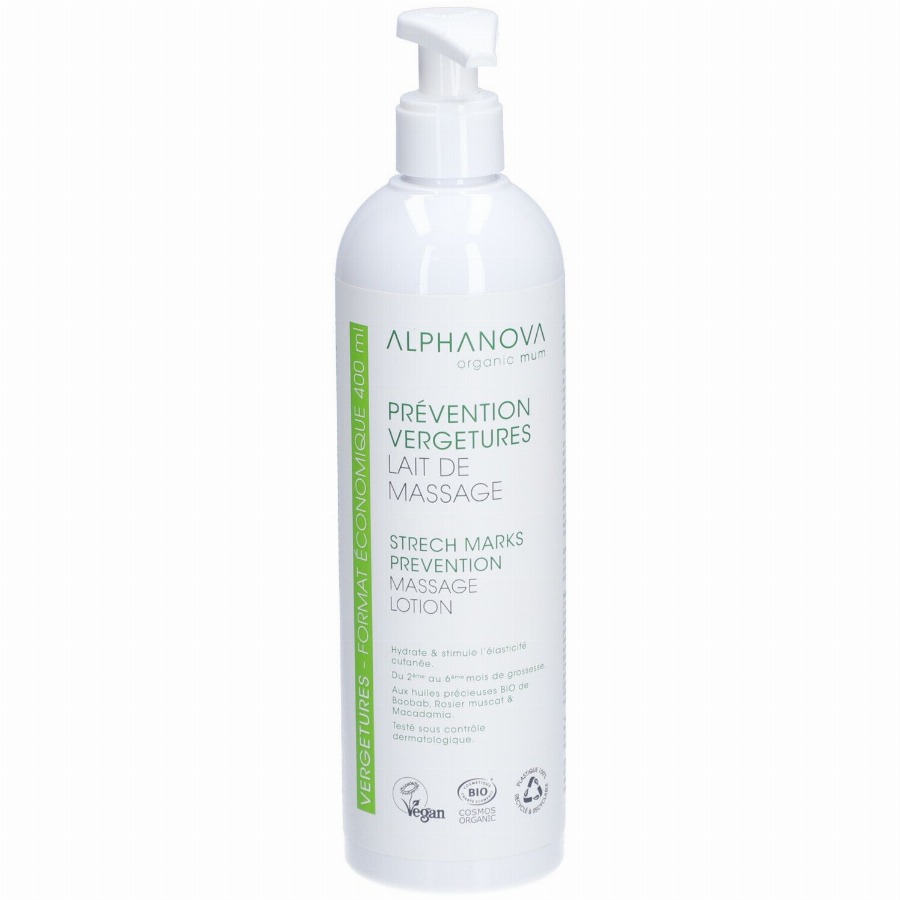 Alphanova LAIT DE MASSAGE PREVENTIE VERGETURES | ALPHANOVA ORGANISCHE MUM 400 Melk