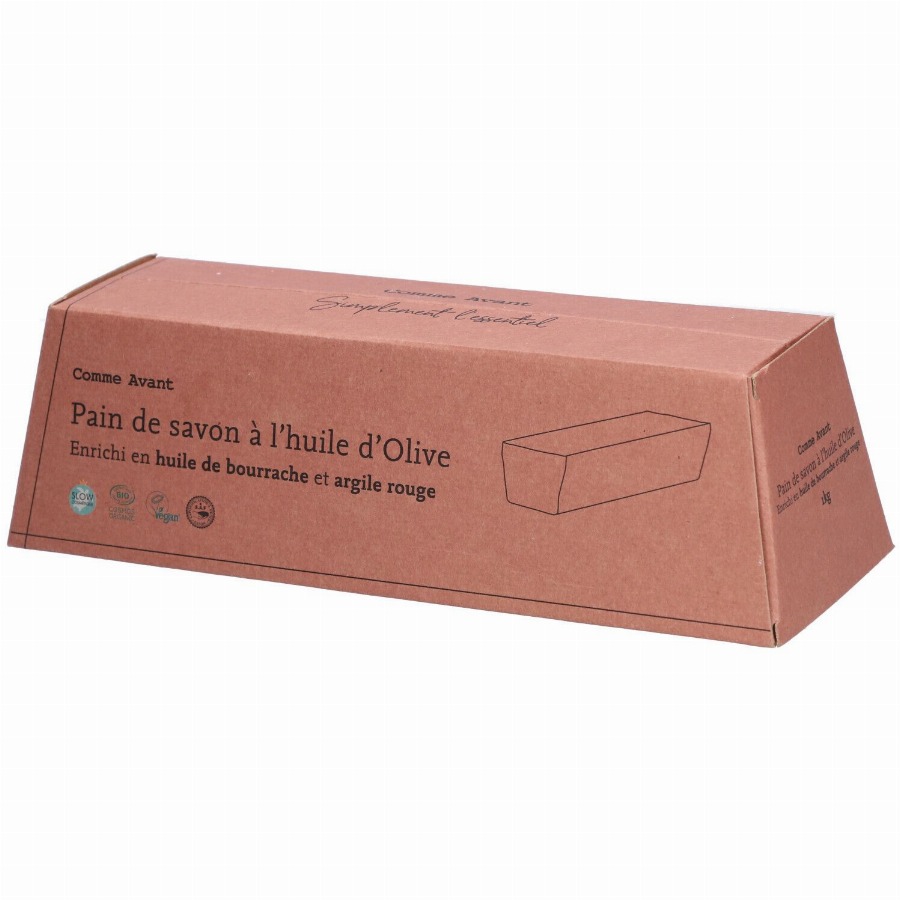 COMME AVANT Pain de savon à huile d'Olive - Enrichi en Huile bourrache et argile rouge 1000 Zeep