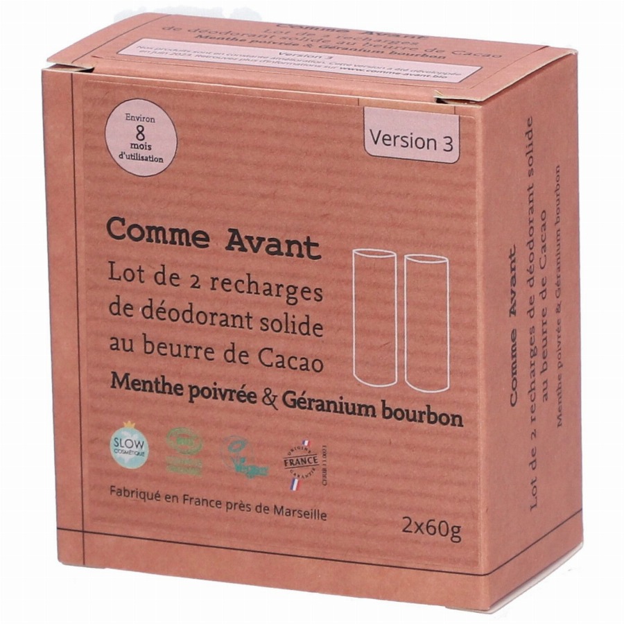 Comme Avant Vaste Deodorant Pepermunt & Bourbon Geranium Set van 2 Navullingen 2x60
