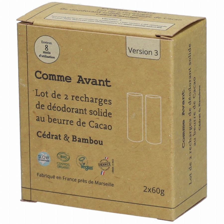 Comme Avant Recharges festes Deodorant Cacao Cedrat Bambus 120 Stiften