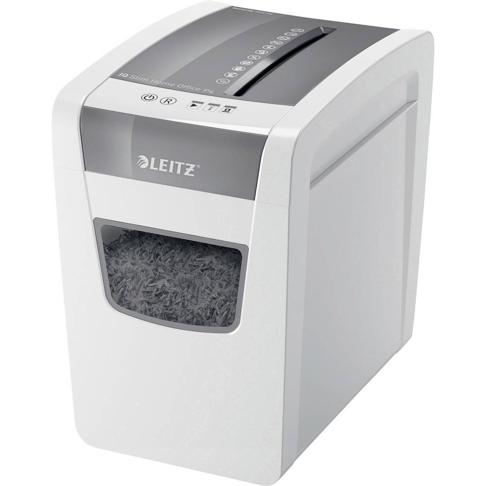 Leitz IQ Slim Home Office P4 Papierversnipperaar 10 vellen Cross cut 4 x 28 mm P-4 23 l Ook geschikt voor Nietjes, Paperclips