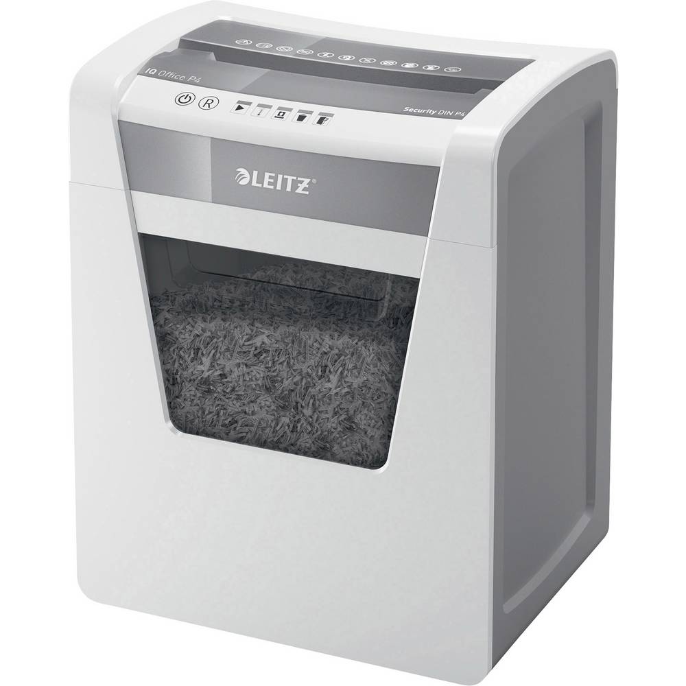 Leitz IQ Home Office P4 Papierversnipperaar Cross cut 4 x 40 mm 23 l Aantal bladen (max.): 5 vellen Veiligheidsniveau 4 Ook geschikt voor Nietjes, Paperclips