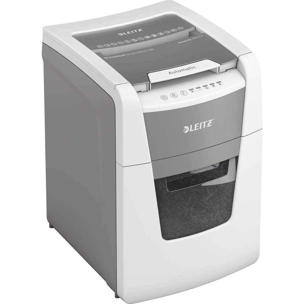 Leitz IQ Autofeed Small Office 100 P4 Papierversnipperaar 100 vellen Cross cut 4 x 30 mm P-4 34 l Ook geschikt voor Paperclips, Nietjes, Creditcards