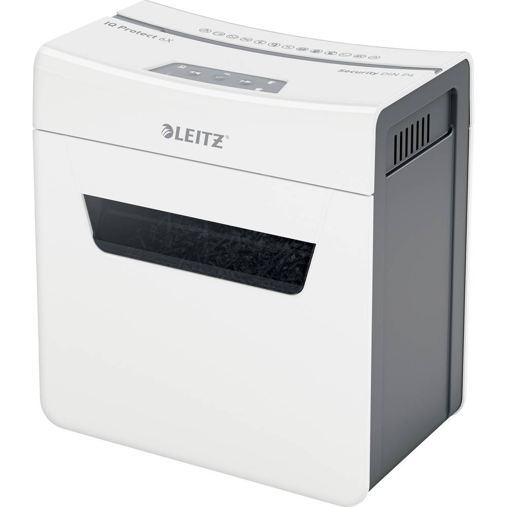 Leitz IQ 6X Protect Premium P4 Papierversnipperaar 6 vellen Cross cut 4 x 40 mm P-4 10 l Ook geschikt voor Nietjes, Paperclips