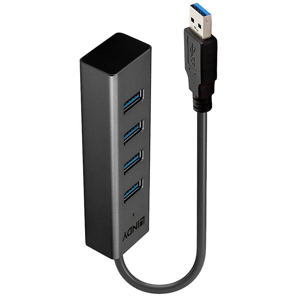 LINDY 43324 43324 USB-hub 4 poorten USB-A USB 3.1 Gen1 5 GBit/s Zwart
