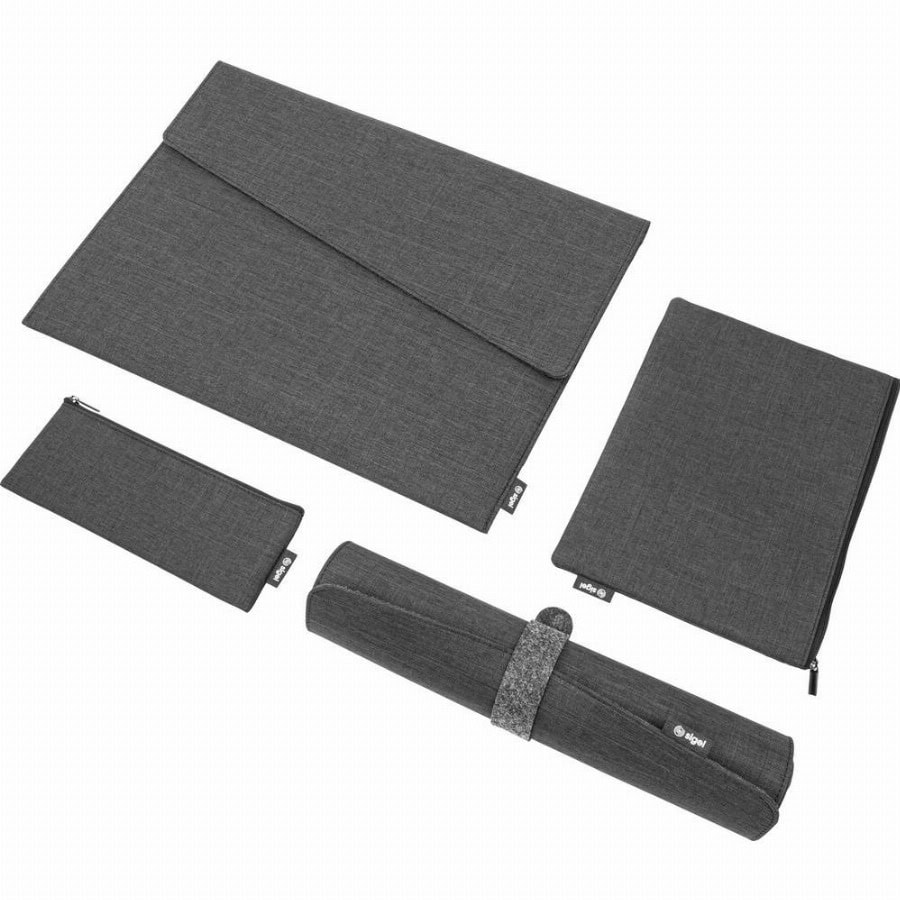 Sigel Bundle Notebook Case L Organizer Set Desk Mat Tas voor accessoires Geschikt voor max. (laptop): 39,6 cm (15,6) Donkergrijs