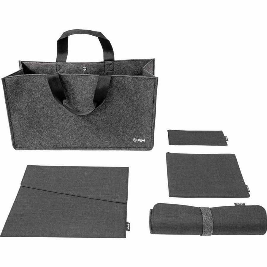 Sigel Bundle Desk Sharing Bag L Notebook Case Organizer Set Desk Mat Tas voor accessoires Geschikt voor max. (laptop): 39,6 cm (15,6) Donkergrijs
