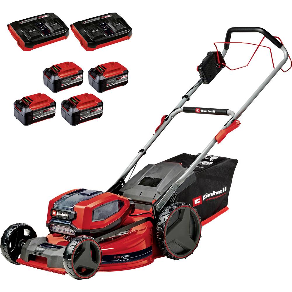 Einhell Professional Power X-Change GP-CM 36/52 S Li BL (4x5,2Ah) Accu-grasmaaier Accu Incl. 2 Twincharger-opladers, Incl. 4 accus 18 V Snijbreedte max. 52 cm