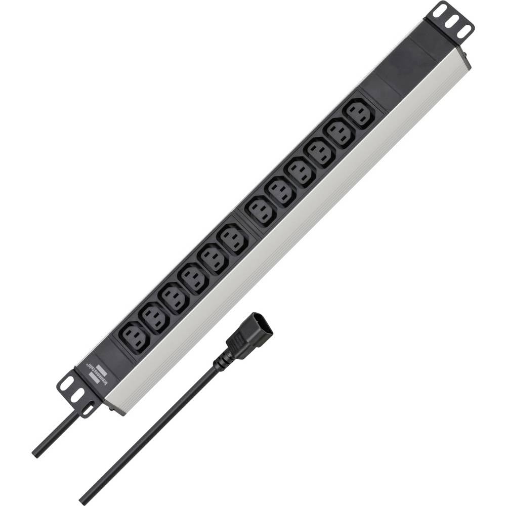 Brennenstuhl 1390007112 Stekkerdoos 19 inch 12-voudig Zilver, Zwart Apparaatstekker C13/C14 1 stuk(s)