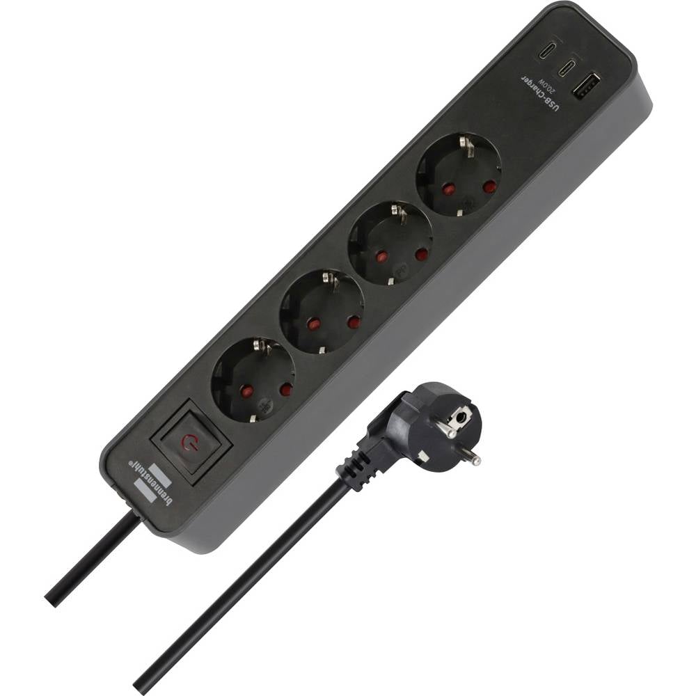 Brennenstuhl 1153240216 Stekkerdoos Zwart Randaarde stekker 1 stuk(s)
