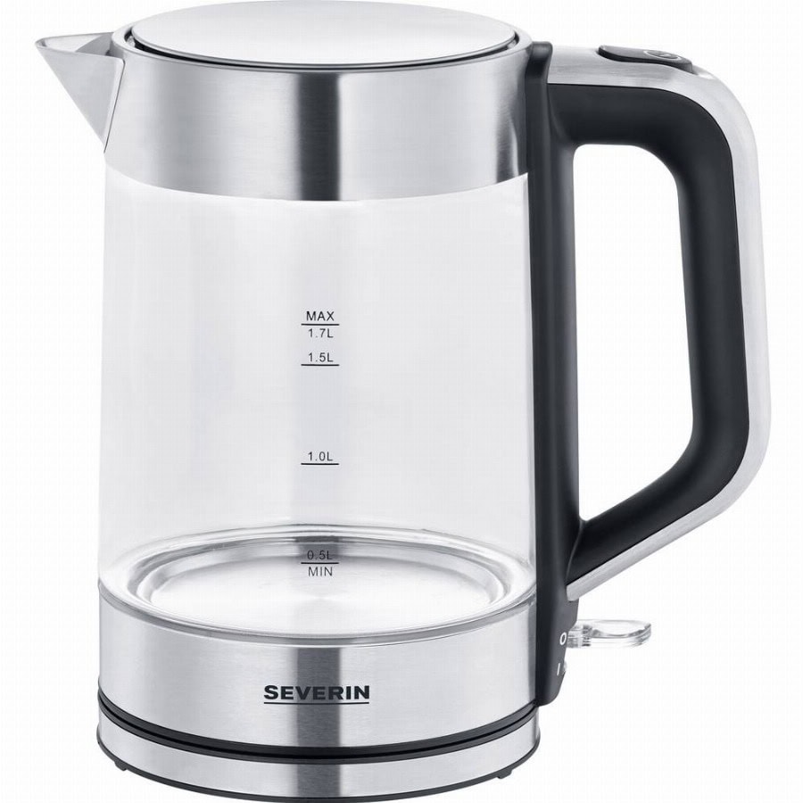 Severin WK 3420 Waterkoker Kabelgebonden Aantal/Volume: 1.7 l Glas, RVS (geborsteld), Zwart
