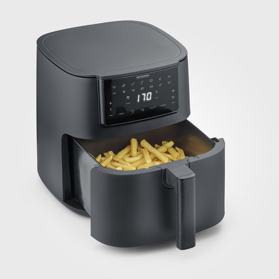 Severin FR 2462 Black Line Single XXL - Airfryer - Hetelucht friteuse - Touchscreen - 7 Liter - 12 Automatische programma's - 1700 Watt – Zwart