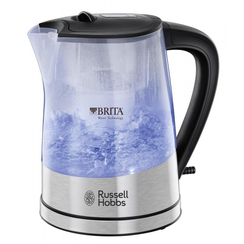 Russell Hobbs Purity Waterkoker, 1 Liter, BRITA MAXTRA+ Waterfilter, Uitneembaar Filter, Transparant, Blauw Licht, 2200 Watt, 22850-70