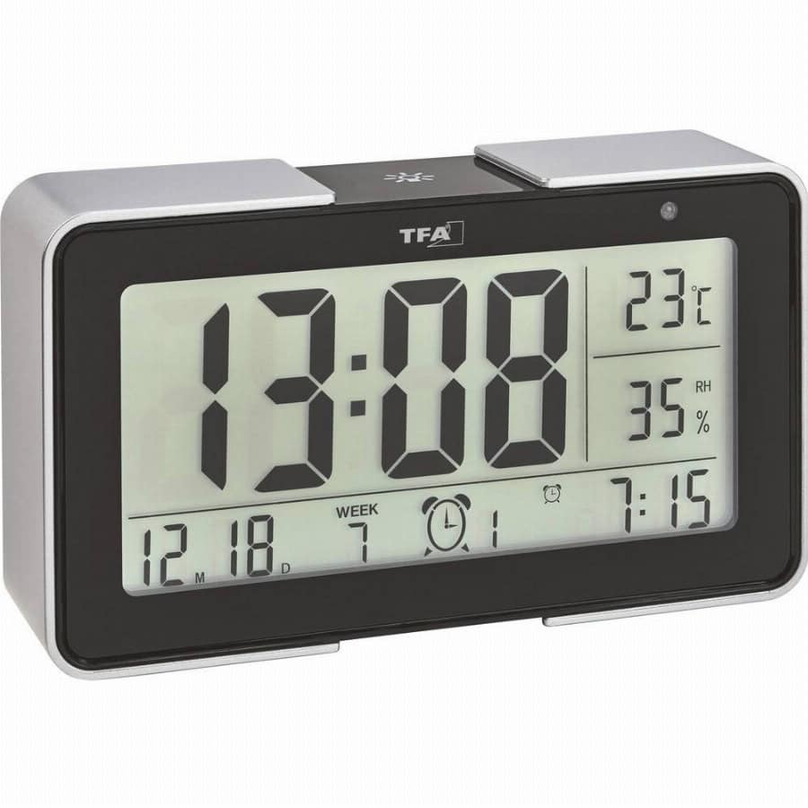 TFA Dostmann 60.2540.01 Wekker Zendergestuurd Zwart, Zilver Alarmtijden 3