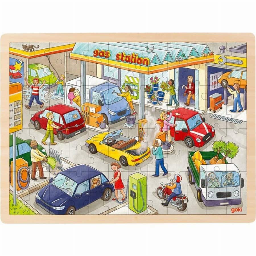 goki houten puzzel tankstation 96 delen 1