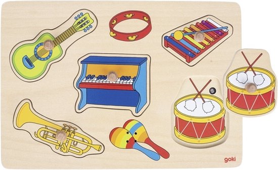 Goki Noppenpuzzel Muziekinstrumenten met Geluid, 5st. 1