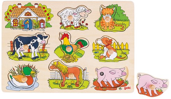 Goki Noppenpuzzel Boerderijdieren met Geluid 1